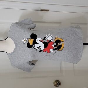 Disney Minnie Mouse, Size M Gray T-Shirt with Velvet Detailing on Minnie Mouse